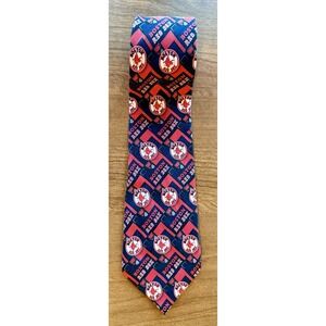 100% Silk Boston Red Sox Tie Excellent‎ Condition Red Blue Logo Baseball